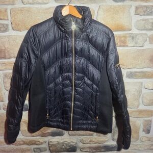 Michael Kors Black Puffer Jacket with Gold Zipper